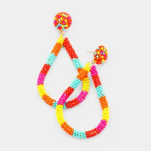 Multi Color Seed Bead Teardrop Earrings | 416356