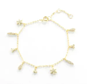 Multi CZ Charms Bracelet - Gold - Girls & Teens