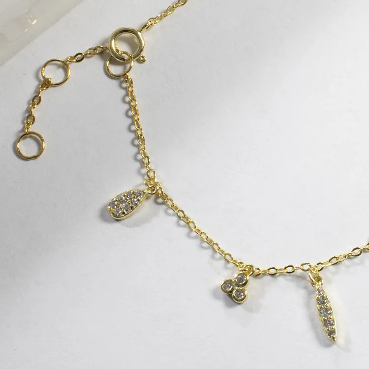 Multi CZ Charms Bracelet - Gold - Girls & Teens
