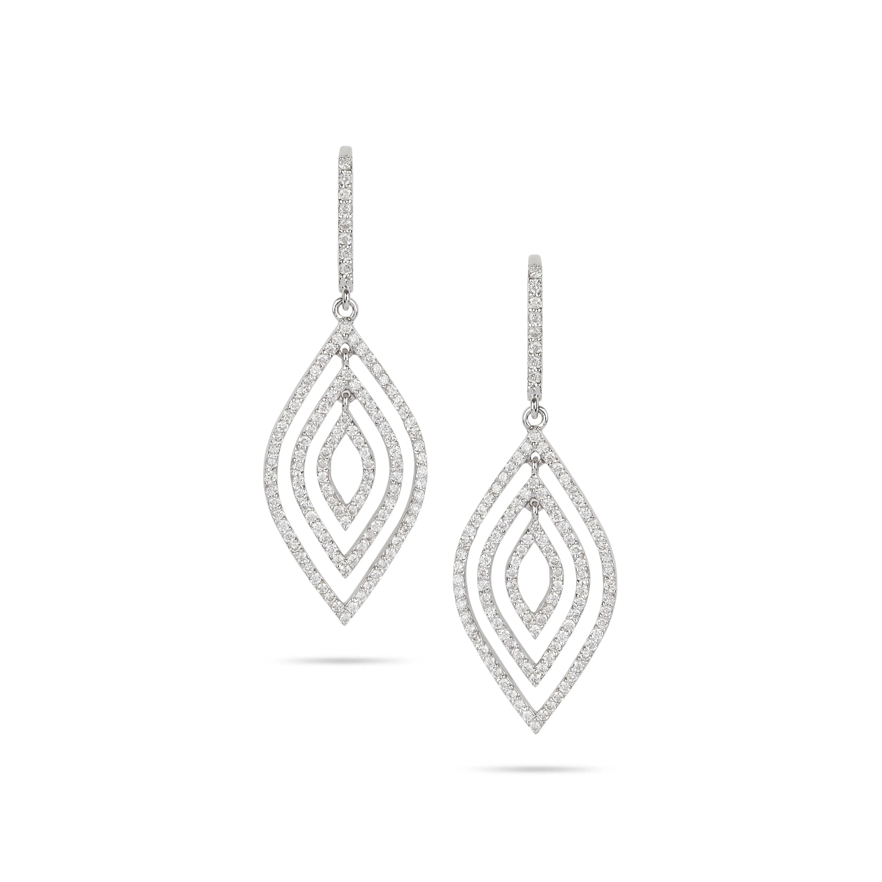 Multi Layered Diamond Dangled Earrings