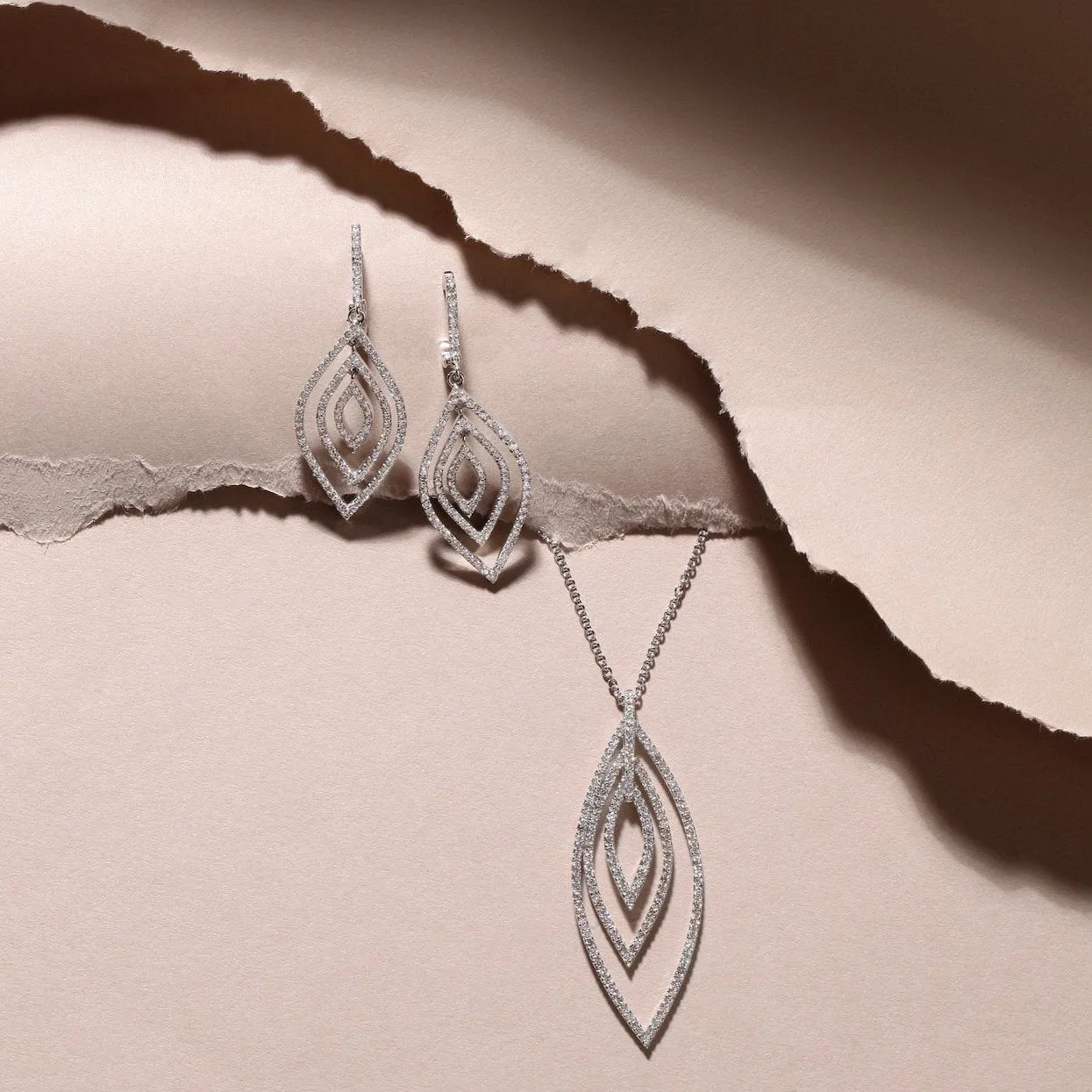 Multi Layered Diamond Dangled Earrings