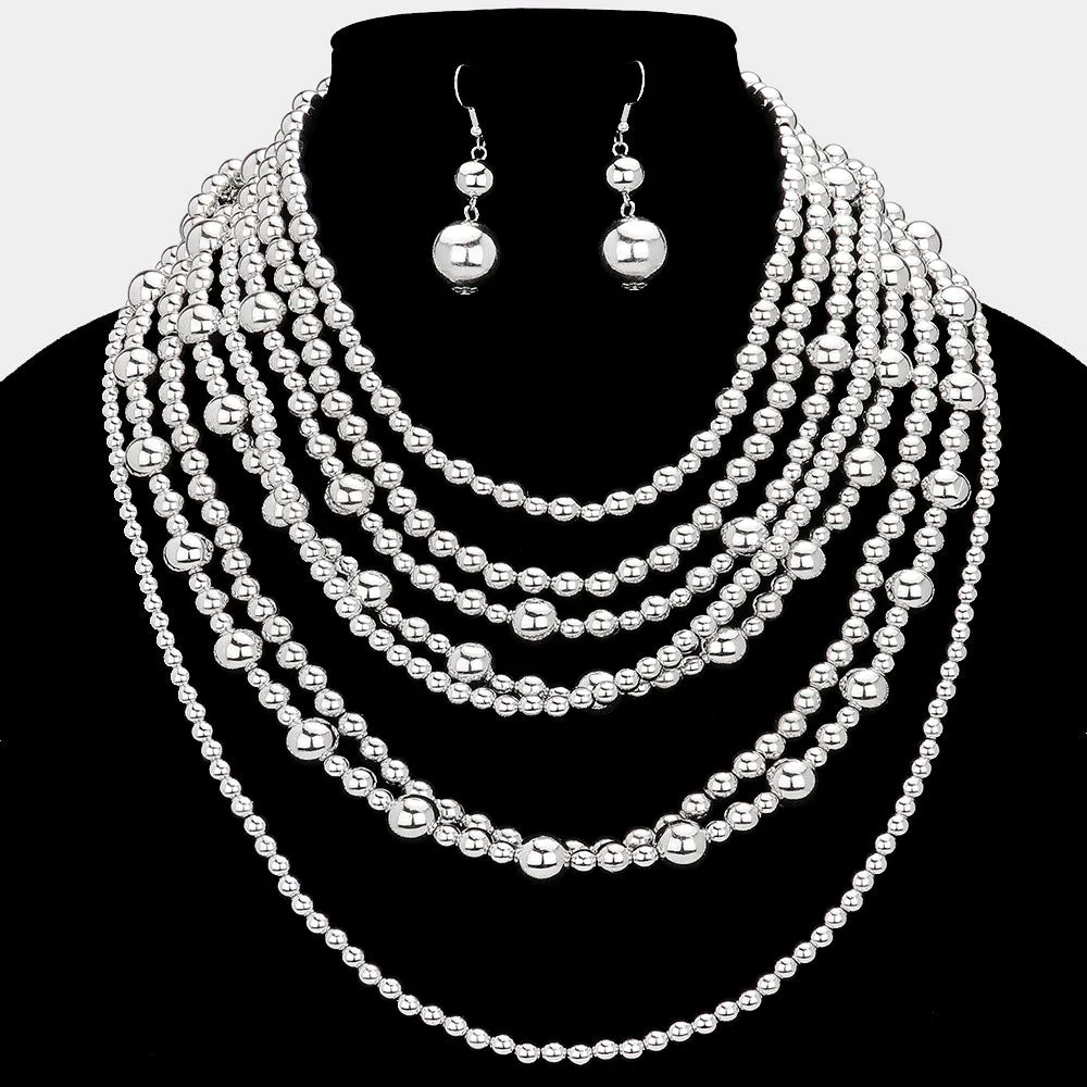 Multi-Layered Pearl Necklace Set