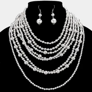 Multi-Layered Pearl Necklace Set