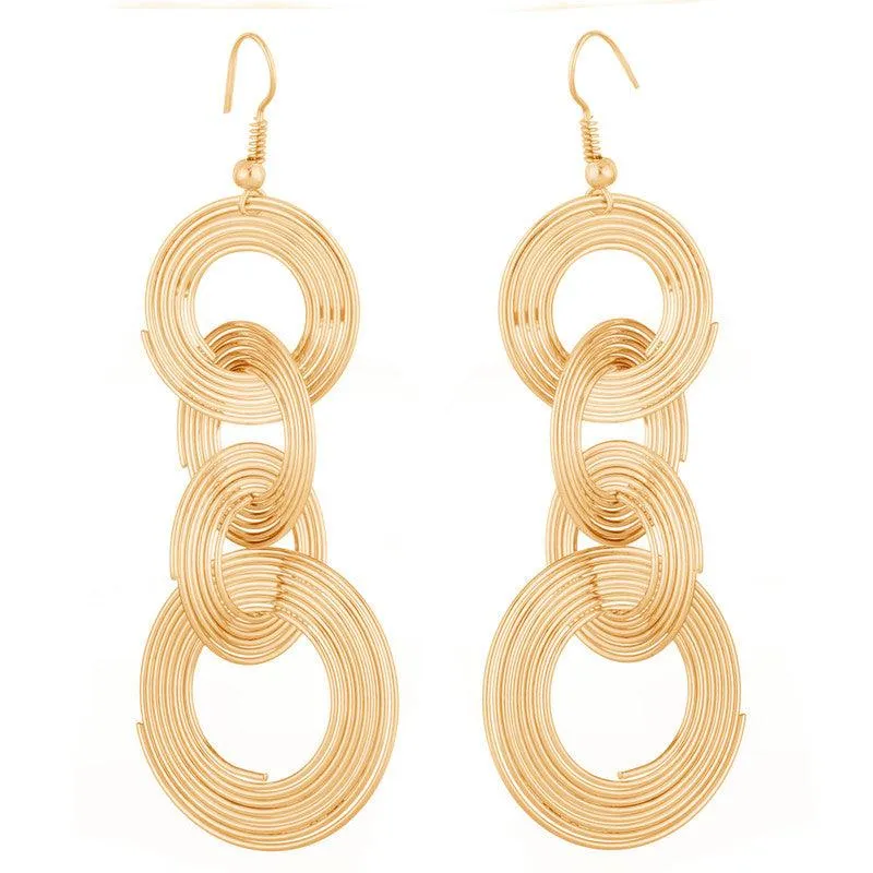 Multi Layered Ring Circle Hanging Earrings