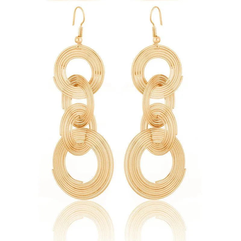 Multi Layered Ring Circle Hanging Earrings