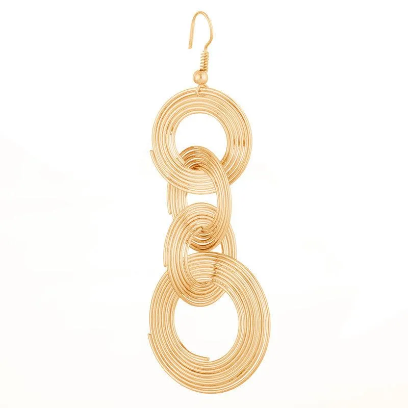 Multi Layered Ring Circle Hanging Earrings