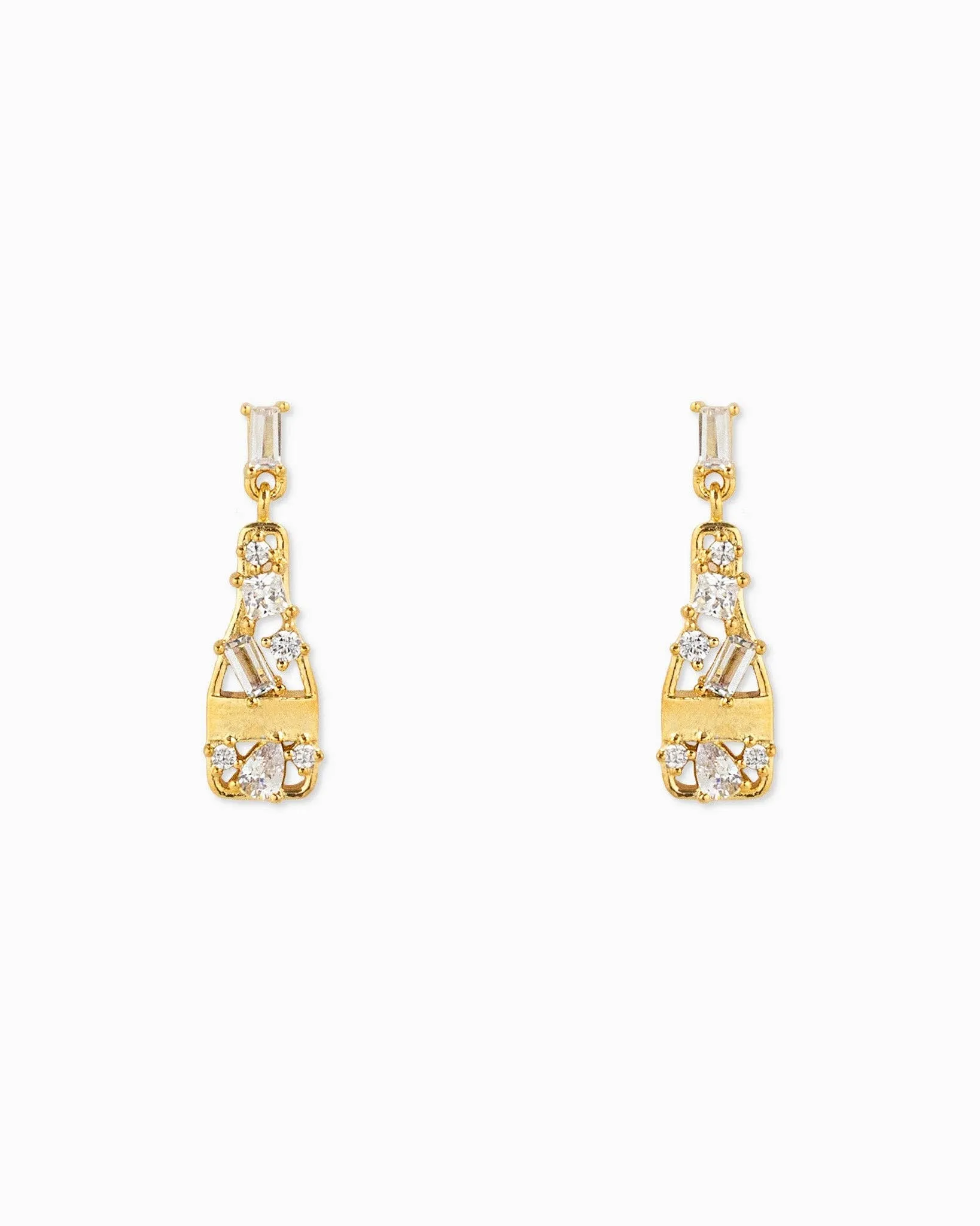 Multi Pave Champagne Party Drop Earrings: Gold