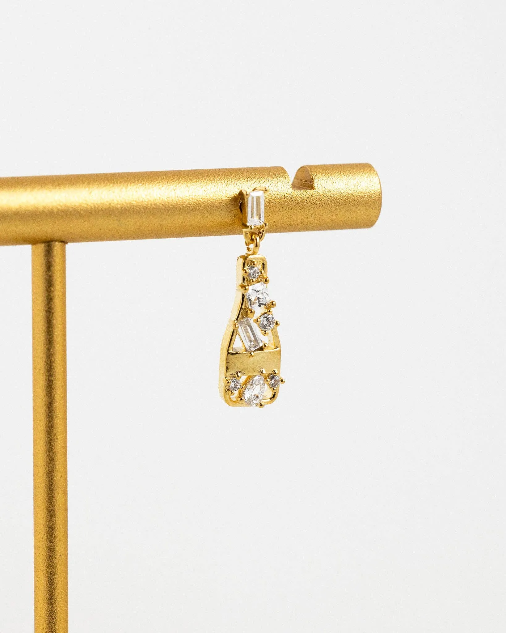 Multi Pave Champagne Party Drop Earrings: Gold
