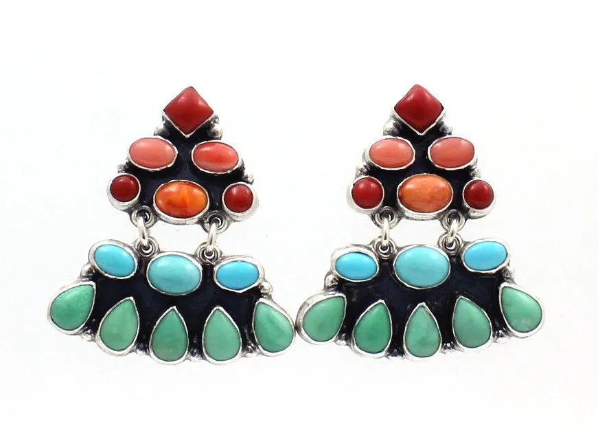 Multi Stone Drop Earrings