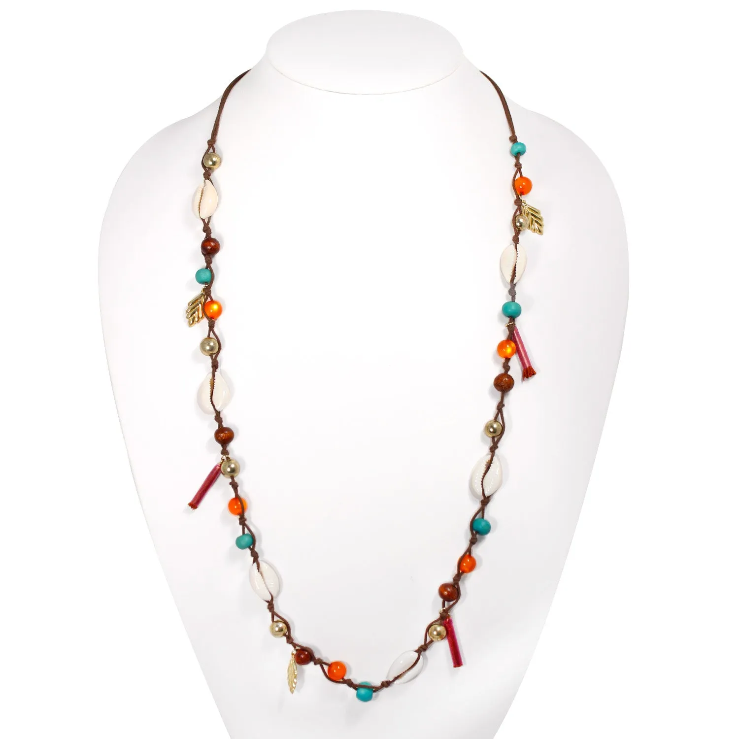 MULTICOLOR BEADS AND COWRIE SHELL  NECKLACES #RN1188 MULTI (ID26)