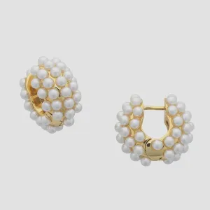 Myrtle Gold Pearl Huggie Earrings