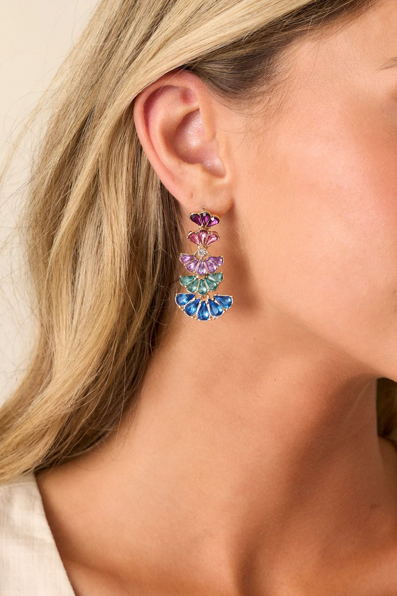 Mystic Horizon Gold & Multi Drop Earrings