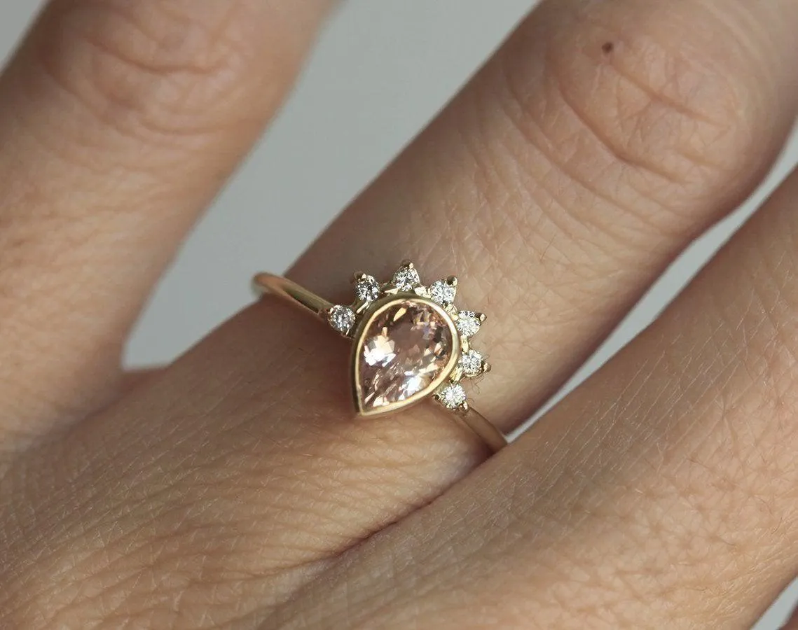 Natasha Pear Morganite Ring