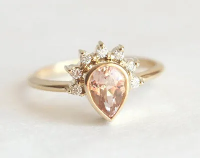 Natasha Pear Morganite Ring
