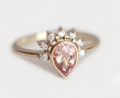 Natasha Pear Morganite Ring