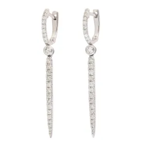 Natural Diamond Micro Pave 14K White Gold Spike Earrings Gifts For Girl's