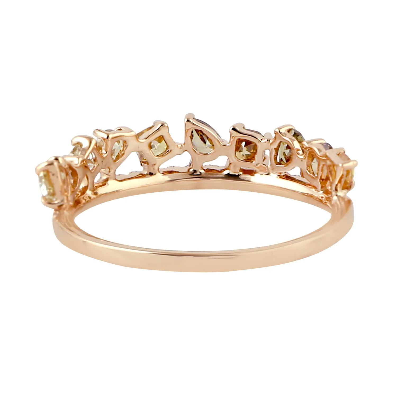 Natural Pave Diamond 18k Rose Gold Tiara Design Ring
