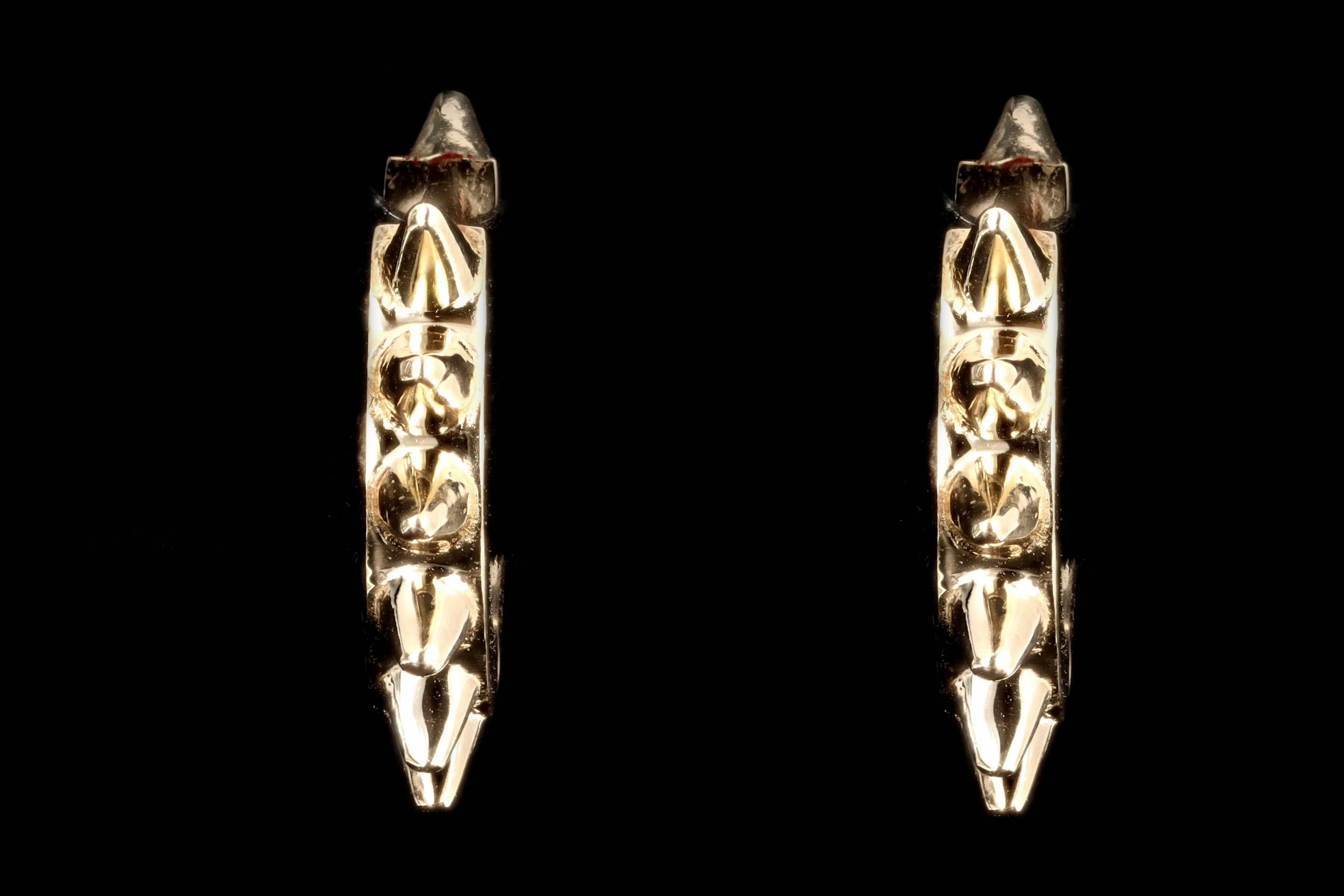 New 14K Yellow Gold Small Spike Hoop Earrings