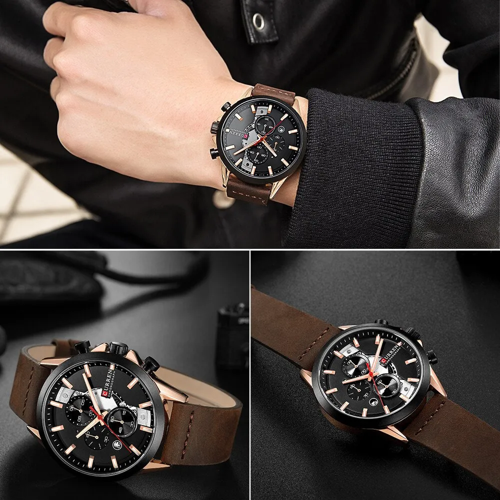 New CURREN Luxury Brand Mens Watches Military Leather Sport Watch Men Army Watch Man Quartz Clock Chronograph Relogio Masculino