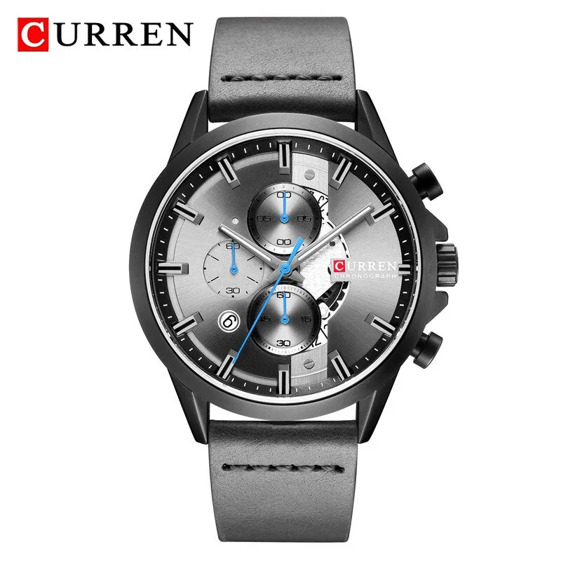 New CURREN Luxury Brand Mens Watches Military Leather Sport Watch Men Army Watch Man Quartz Clock Chronograph Relogio Masculino