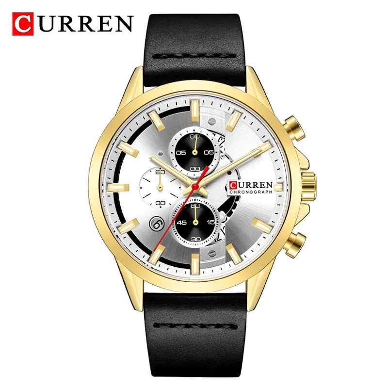 New CURREN Luxury Brand Mens Watches Military Leather Sport Watch Men Army Watch Man Quartz Clock Chronograph Relogio Masculino