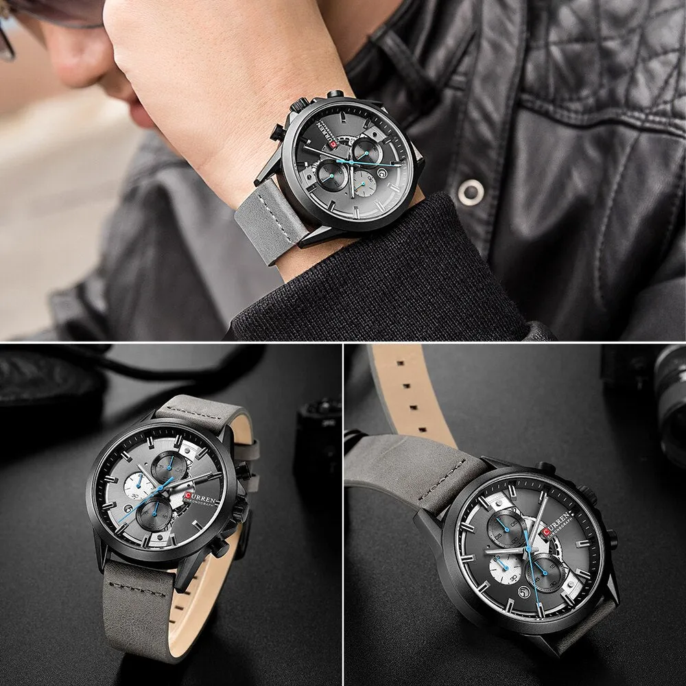 New CURREN Luxury Brand Mens Watches Military Leather Sport Watch Men Army Watch Man Quartz Clock Chronograph Relogio Masculino