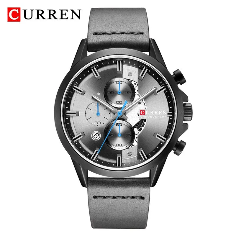 New CURREN Luxury Brand Mens Watches Military Leather Sport Watch Men Army Watch Man Quartz Clock Chronograph Relogio Masculino