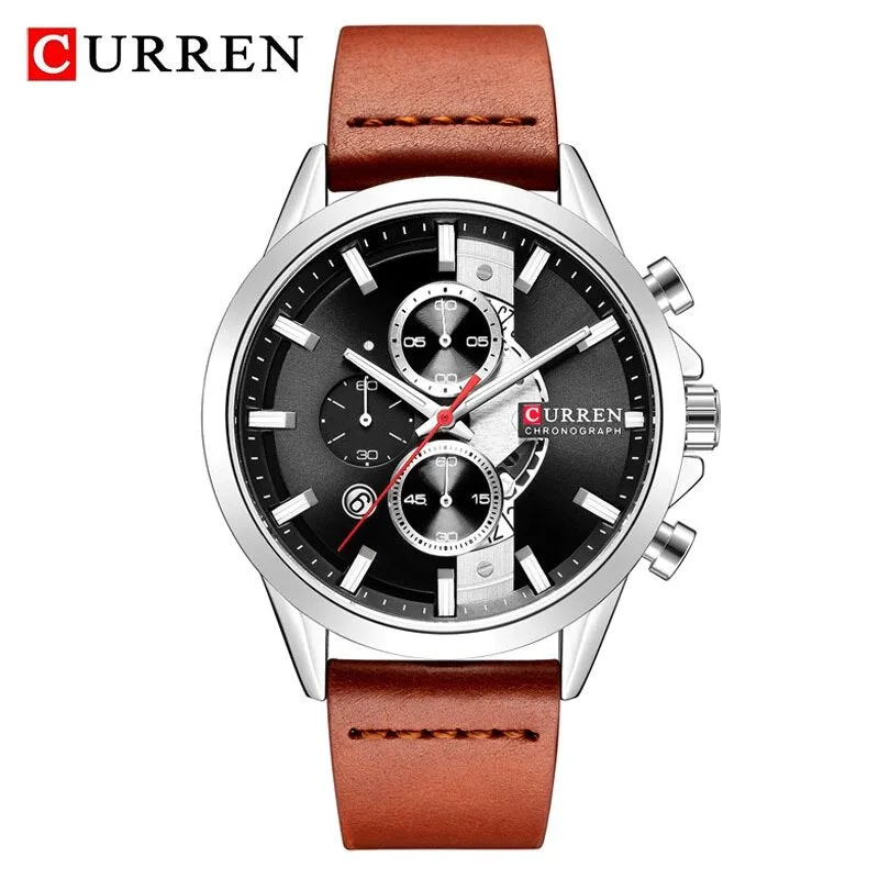 New CURREN Luxury Brand Mens Watches Military Leather Sport Watch Men Army Watch Man Quartz Clock Chronograph Relogio Masculino