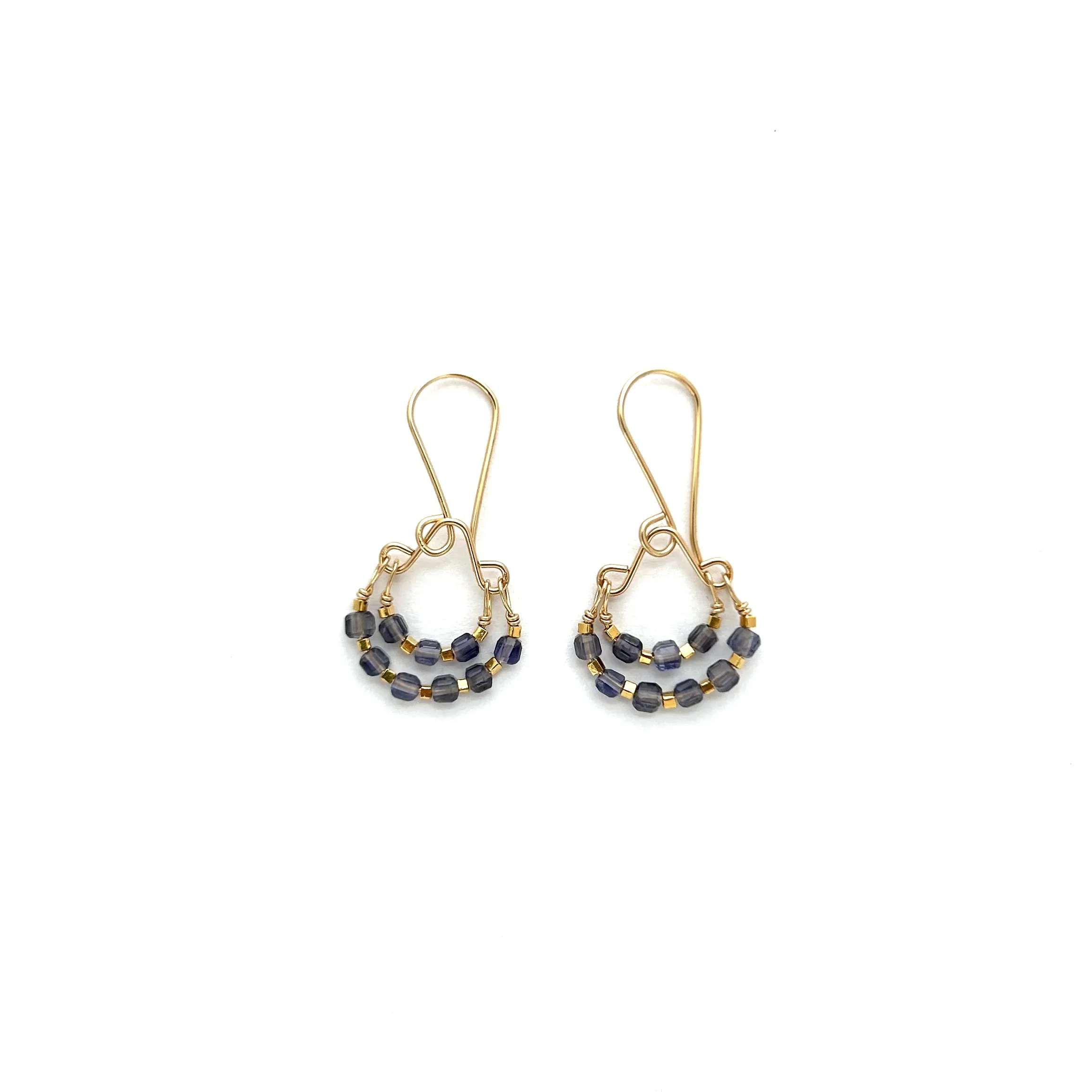 NEW! Iolite and Gold Vermeil Beads on Gold Fill Earring by Debbie Fisher