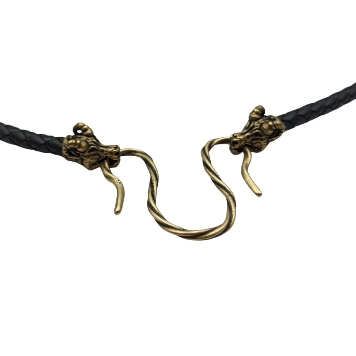 Norse goat leather necklace with Bronze clasps