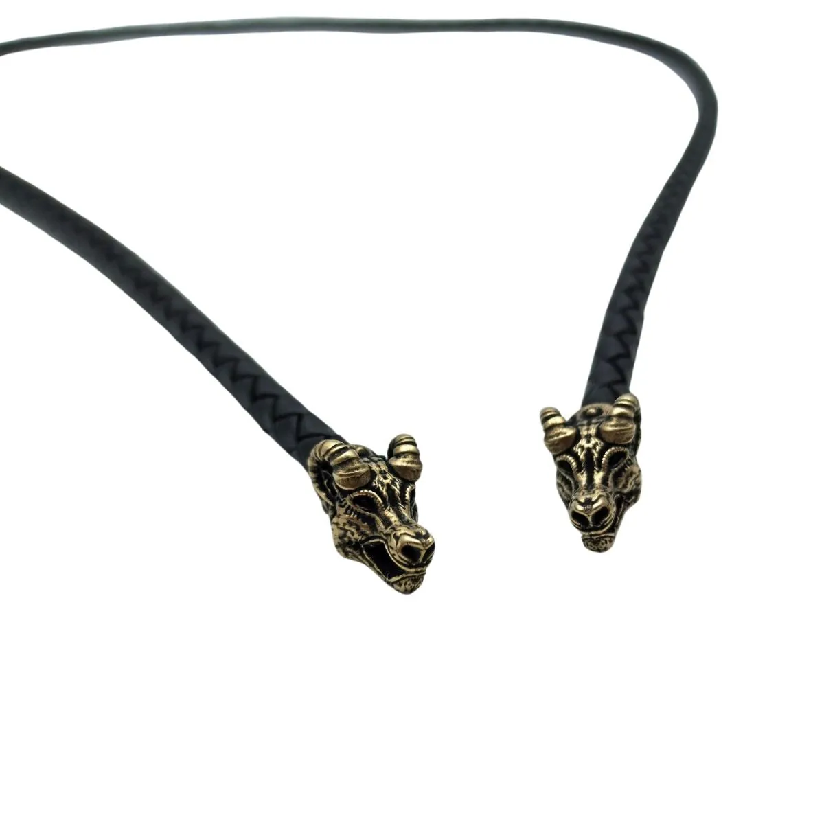 Norse goat leather necklace with Bronze clasps