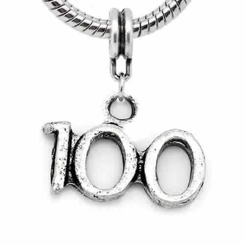 Number 100 European Bead Compatible for Most European Snake Chain Bracelet