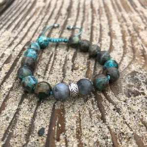 Ocean Jasper & Labradorite Adjustable Beaded Bracelet
