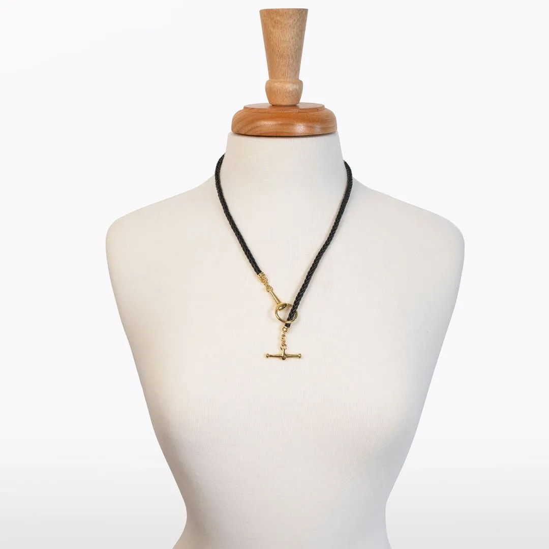 Odeza - 14K Gold on Brass Leather Horse Bit Toggle Necklace