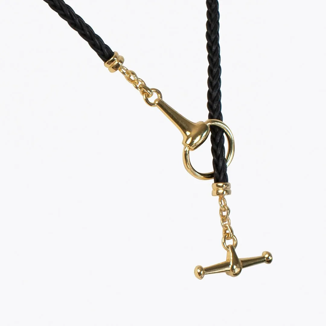 Odeza - 14K Gold on Brass Leather Horse Bit Toggle Necklace