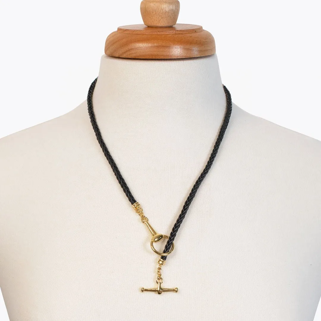Odeza - 14K Gold on Brass Leather Horse Bit Toggle Necklace