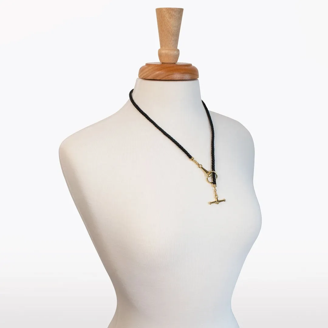 Odeza - 14K Gold on Brass Leather Horse Bit Toggle Necklace