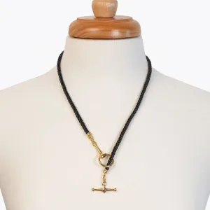 Odeza - 14K Gold on Brass Leather Horse Bit Toggle Necklace