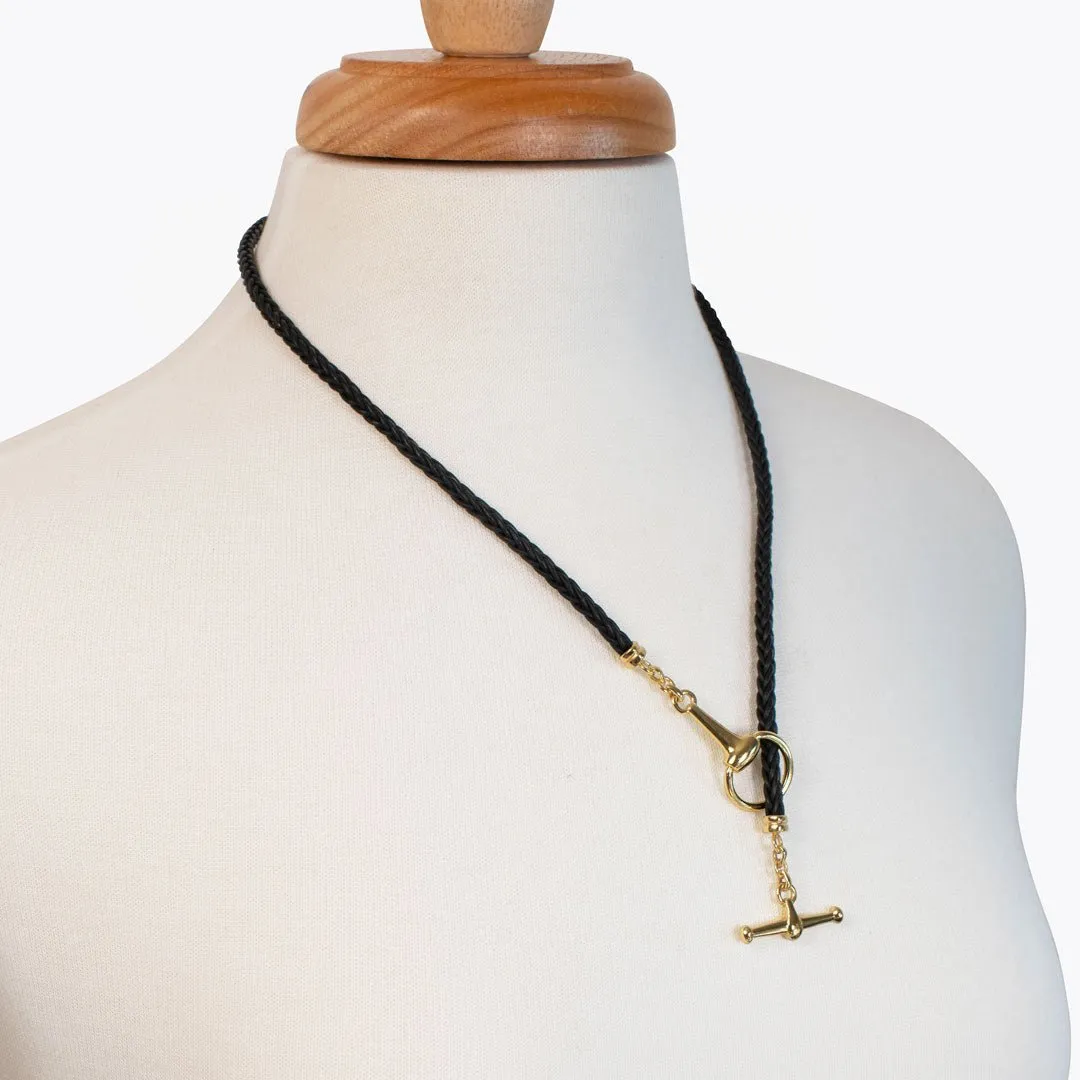 Odeza - 14K Gold on Brass Leather Horse Bit Toggle Necklace