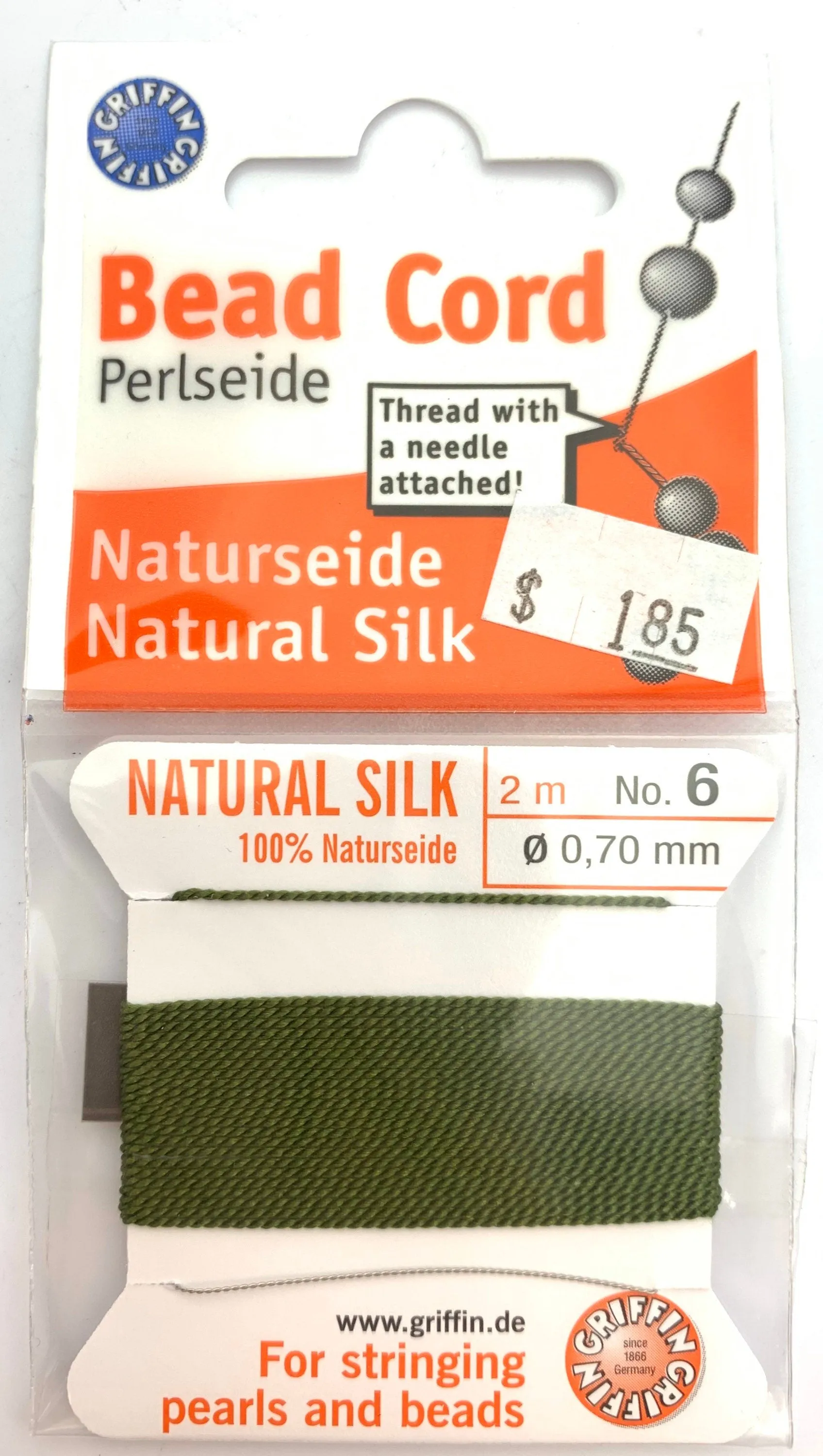 Olive Green Bead Cord - Perlseide