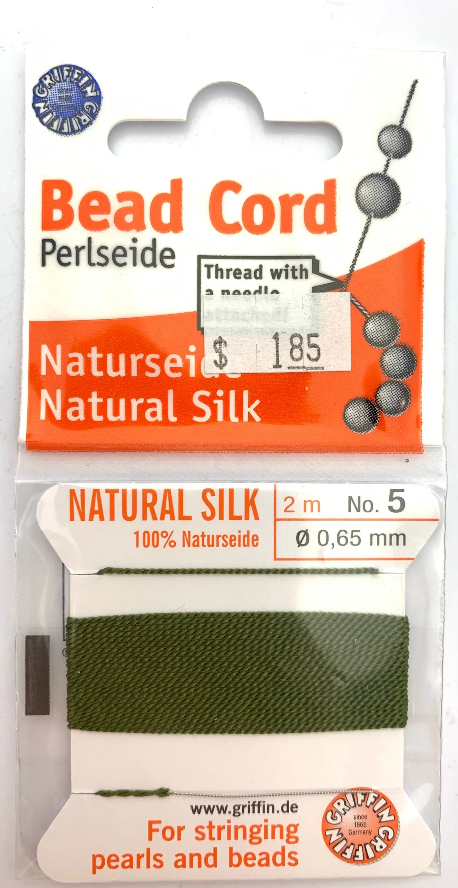 Olive Green Bead Cord - Perlseide