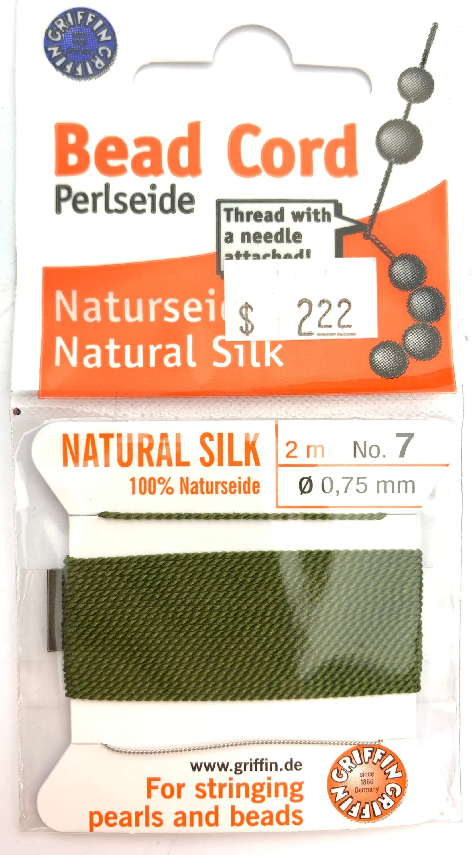 Olive Green Bead Cord - Perlseide