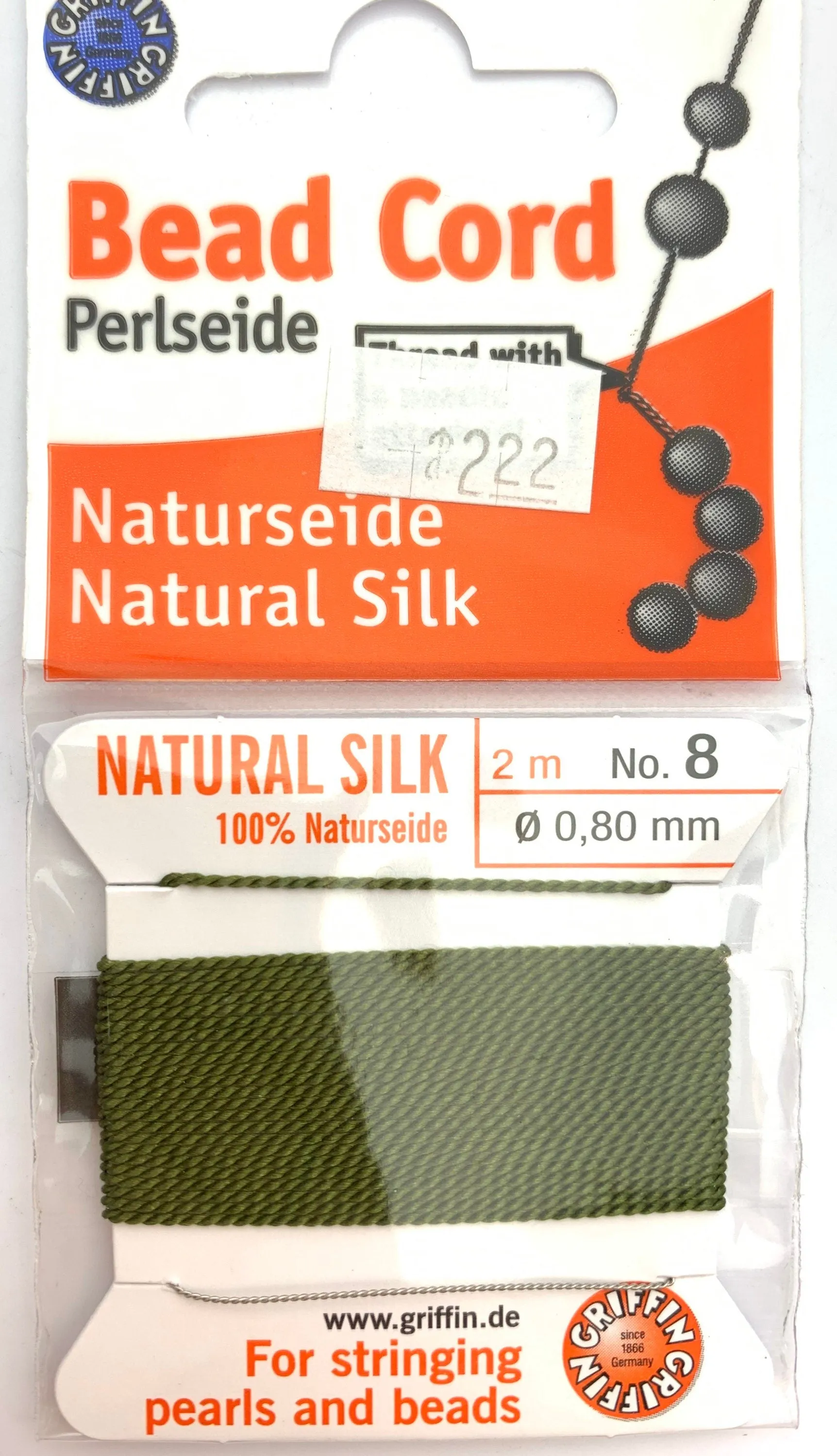 Olive Green Bead Cord - Perlseide