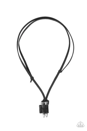 On the Lookout - Black - Silver Bullet Leather Paparazzi Men's Necklace