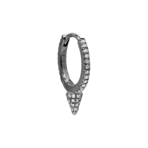 Onyx Diamond Spike Huggie Earring 14K