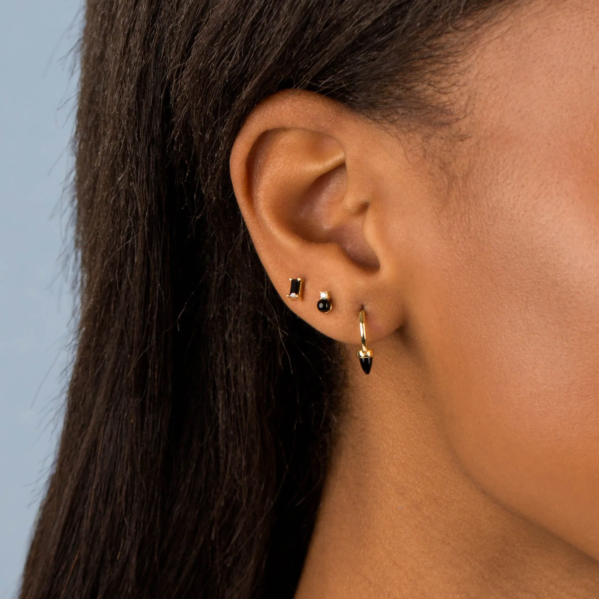 Onyx Spike Huggie Earring