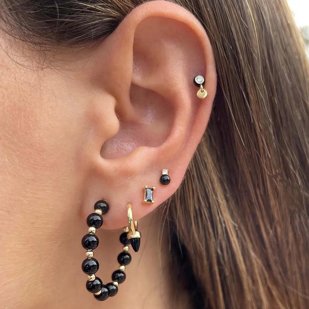 Onyx Spike Huggie Earring