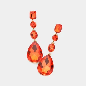 Orange Multi Stone Drop Pageant Earrings  | Prom Earrings | 620418