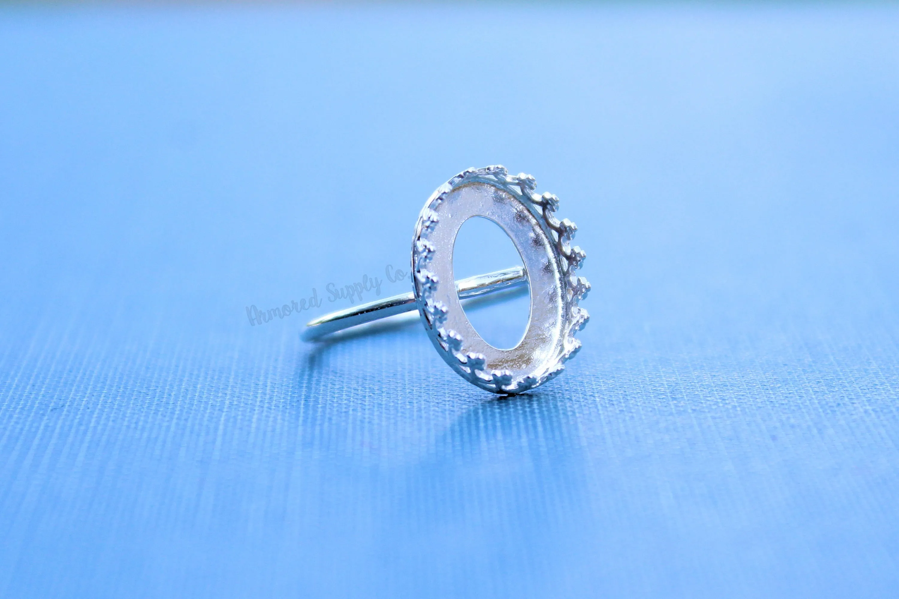 Oval 16x12mm Crown Bezel Cup Ring blank Silver