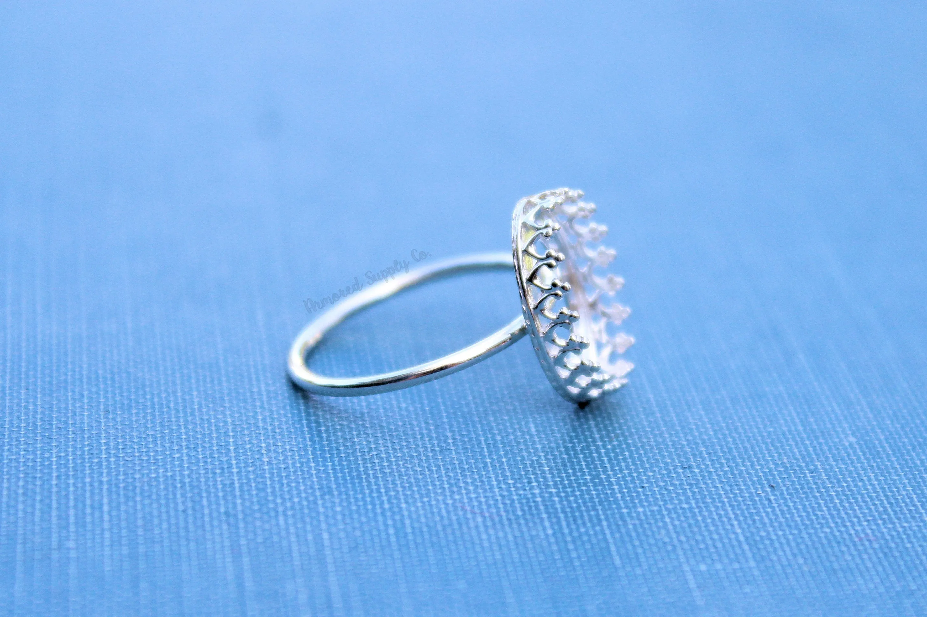 Oval 16x12mm Crown Bezel Cup Ring blank Silver